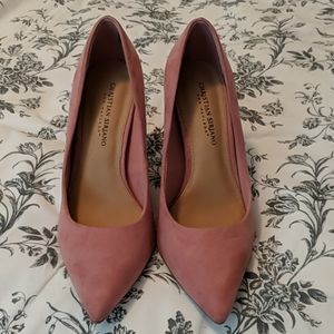 Pink suede pumps size 9W